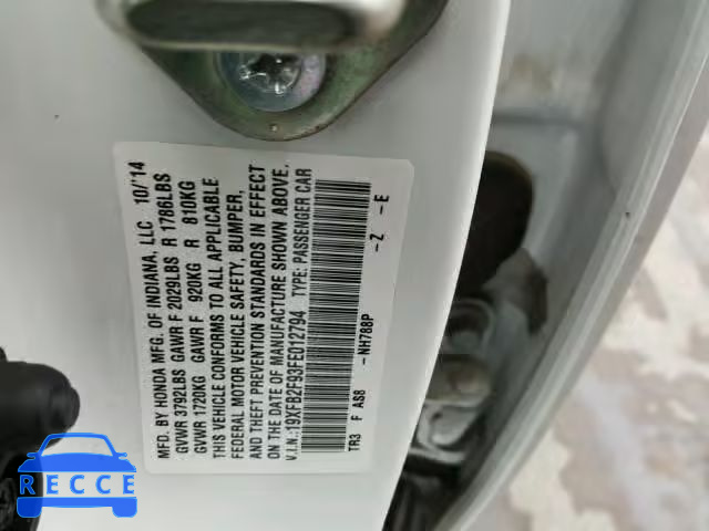 2015 HONDA CIVIC EXL 19XFB2F93FE012794 image 9