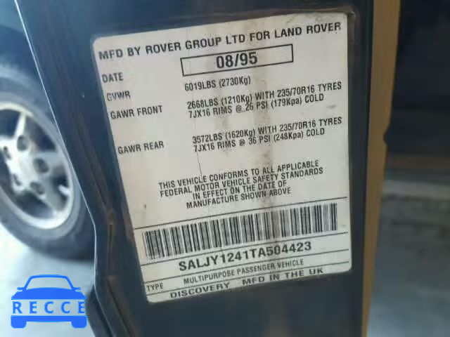 1996 LAND ROVER DISCOVERY SALJY1241TA504423 image 9