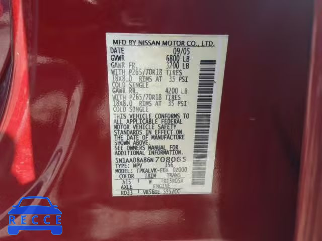 2006 NISSAN ARMADA SE 5N1AA08A86N708065 image 9