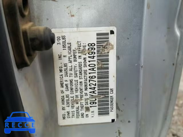 2001 ACURA 3.2CL TYPE 19UYA42761A014998 image 9