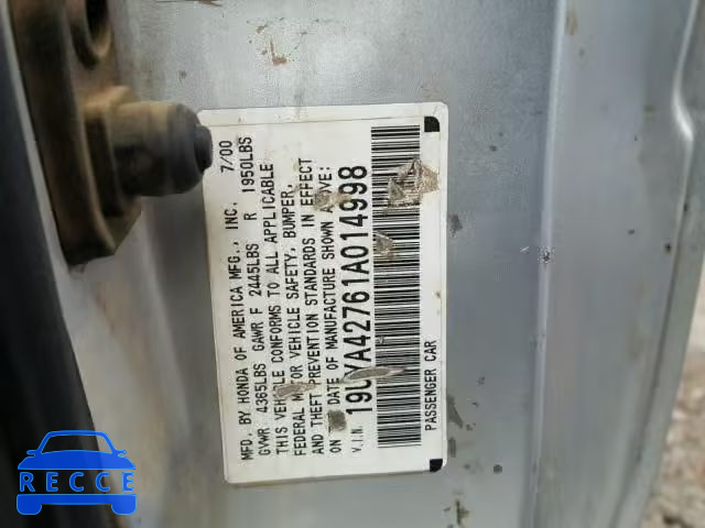 2001 ACURA 3.2CL TYPE 19UYA42761A014998 Bild 9