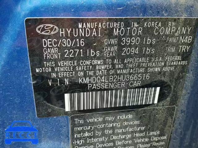 2017 HYUNDAI ELANTRA SP KMHD04LB2HU366516 image 9