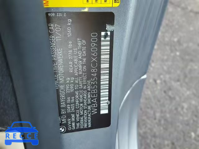 2008 BMW 650 I WBAEB53548CX60900 image 9