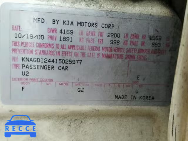 2001 KIA OPTIMA MAG KNAGD124415025977 image 9