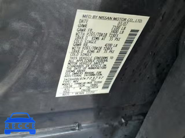 2007 NISSAN ARMADA SE 5N1BA08C87N723737 image 9