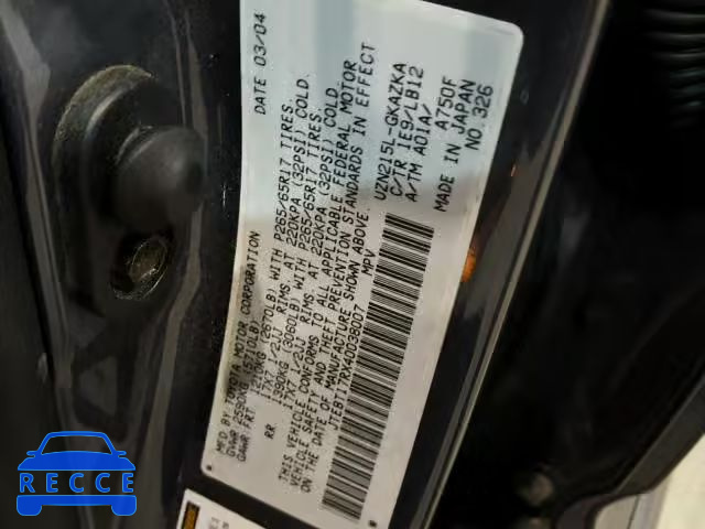 2004 TOYOTA 4RUNNER LI JTEBT17RX40038007 image 9