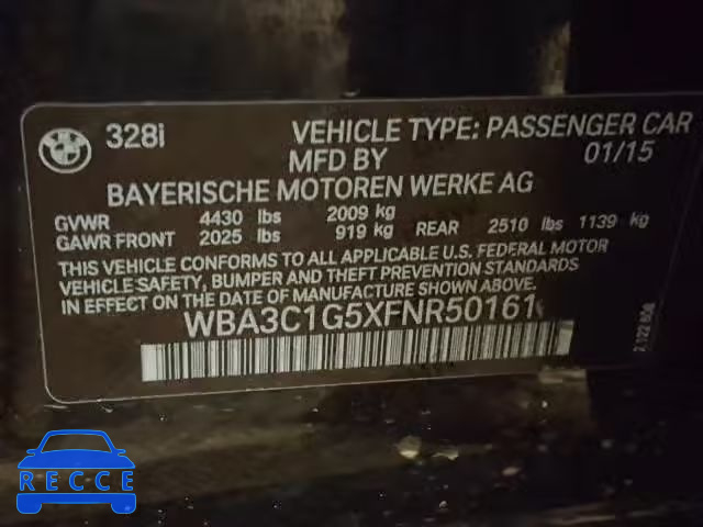 2015 BMW 328 I SULE WBA3C1G5XFNR50161 image 9