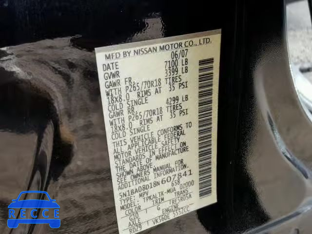 2008 NISSAN ARMADA SE 5N1BA08D18N607841 image 9