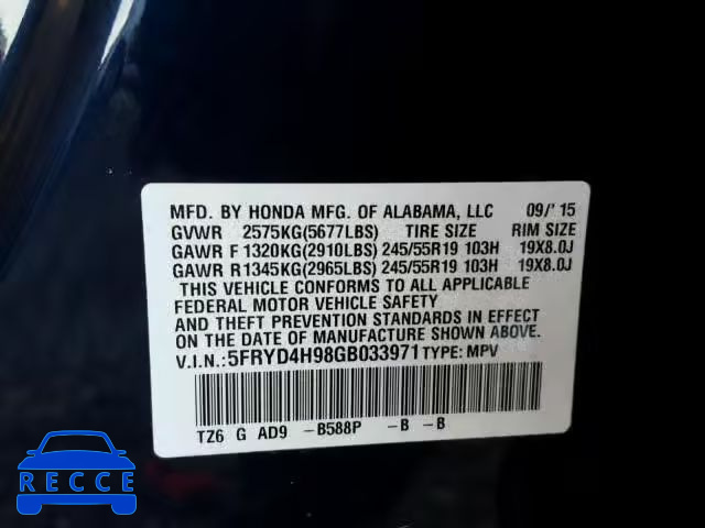 2016 ACURA MDX ADVANC 5FRYD4H98GB033971 image 9