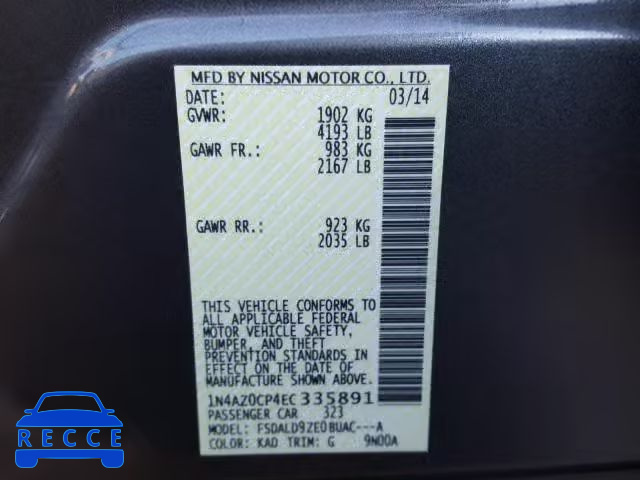 2014 NISSAN LEAF S 1N4AZ0CP4EC335891 Bild 9