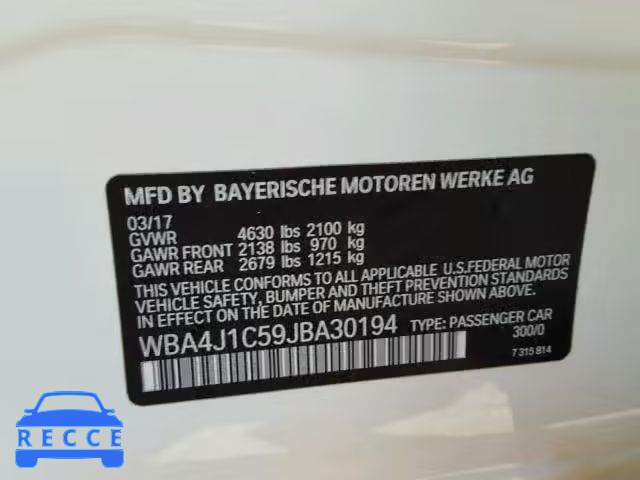 2018 BMW 430I GRAN WBA4J1C59JBA30194 image 9