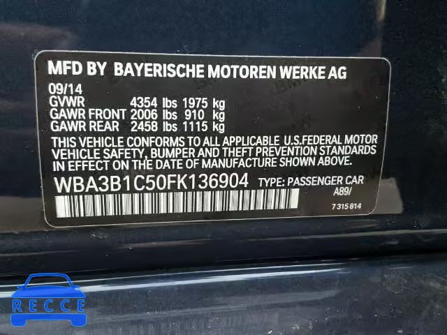 2015 BMW 320 I WBA3B1C50FK136904 Bild 9