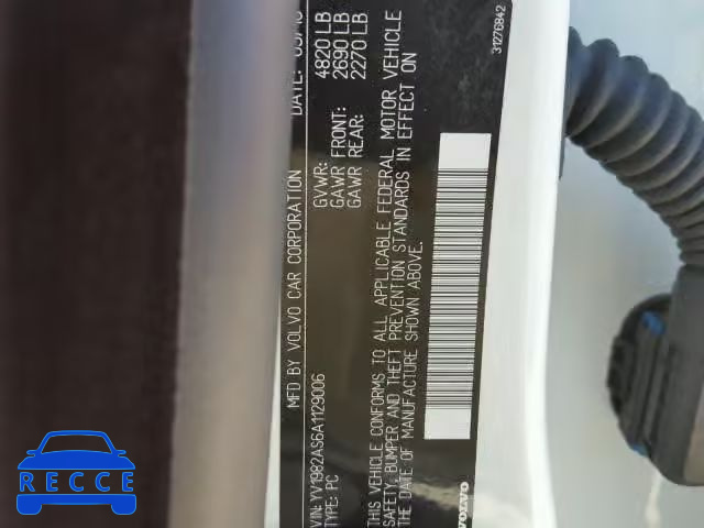 2010 VOLVO S80 3.2 YV1982AS6A1129006 image 9