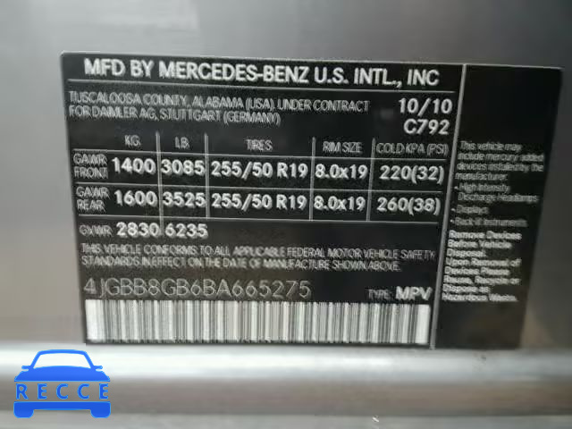2011 MERCEDES-BENZ ML 350 4MA 4JGBB8GB6BA665275 Bild 9