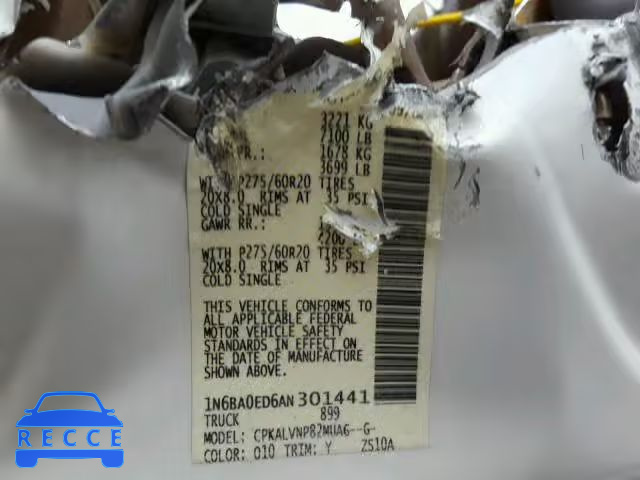 2010 NISSAN TITAN XE 1N6BA0ED6AN301441 image 9