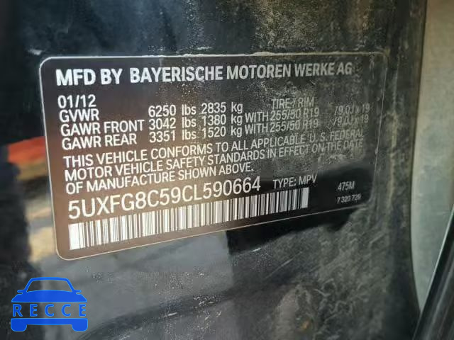 2012 BMW X6 XDRIVE5 5UXFG8C59CL590664 image 9