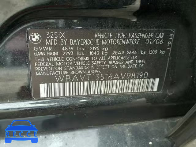 2006 BMW 325 XIT WBAVT13516AV98190 image 9