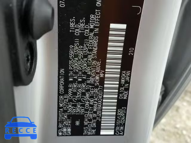 2010 LEXUS RX 450 JTJZB1BAXA2400177 image 9