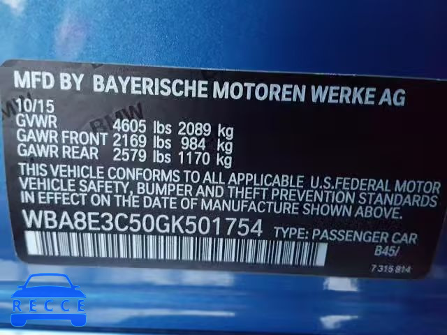 2016 BMW 328 XI SUL WBA8E3C50GK501754 зображення 9