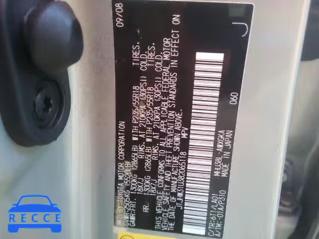 2008 LEXUS RX 400H JTJHW31U382065118 image 9