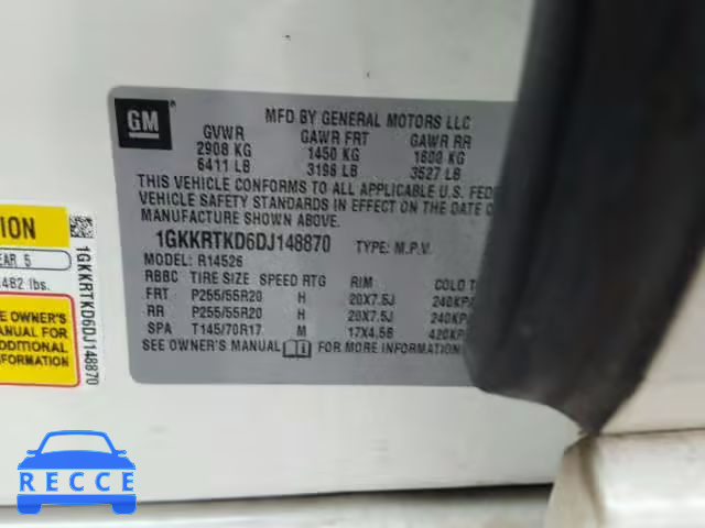 2013 GMC ACADIA DEN 1GKKRTKD6DJ148870 Bild 9