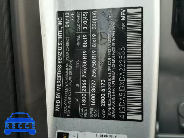 2013 MERCEDES-BENZ ML 350 4JGDA5JBXDA222536 image 9