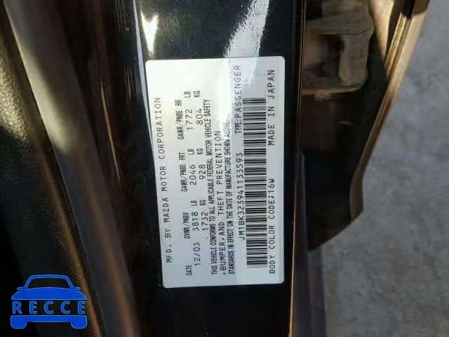 2004 MAZDA 3 S JM1BK323941133593 image 9