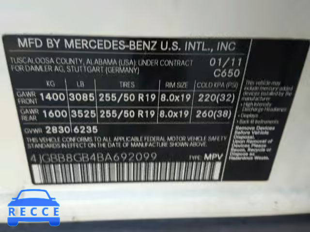 2011 MERCEDES-BENZ ML 350 4MA 4JGBB8GB4BA692099 image 9
