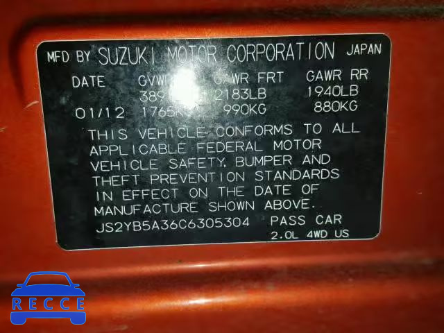2012 SUZUKI SX4 BASE JS2YB5A36C6305304 зображення 9
