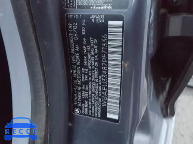 2002 BMW 325 XI WBAEU33482PF71336 image 9
