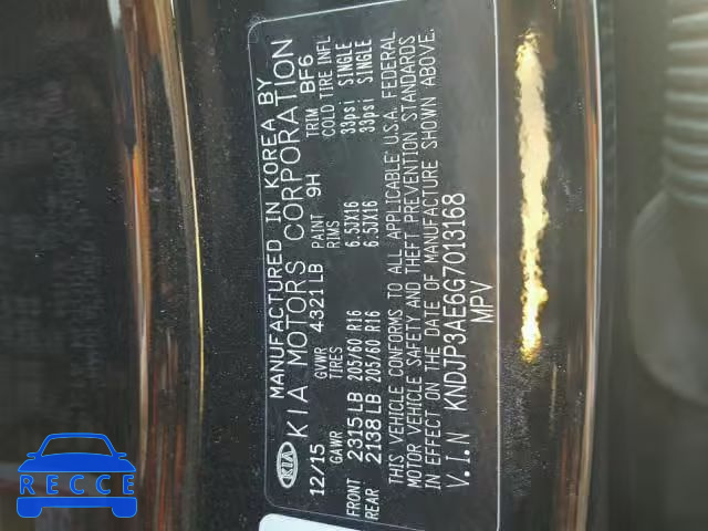 2016 KIA SOUL EV + KNDJP3AE6G7013168 Bild 9