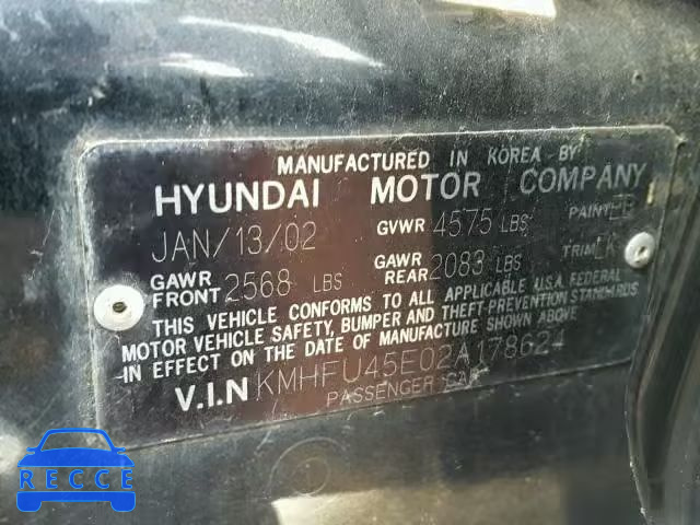 2002 HYUNDAI XG 350 KMHFU45E02A178624 image 9