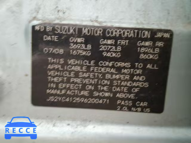 2009 SUZUKI SX4 BASE JS2YC412596200471 image 9
