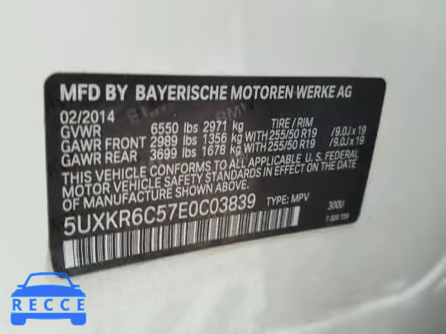2014 BMW X5 XDRIVE5 5UXKR6C57E0C03839 image 9
