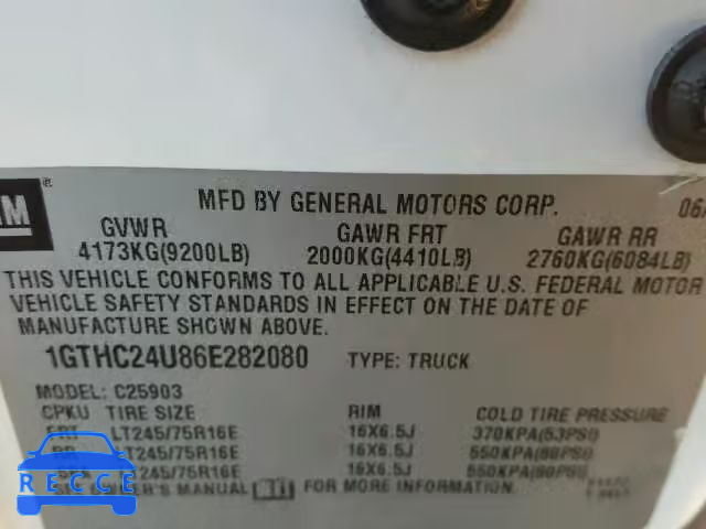 2006 GMC SIERRA C25 1GTHC24U86E282080 image 9