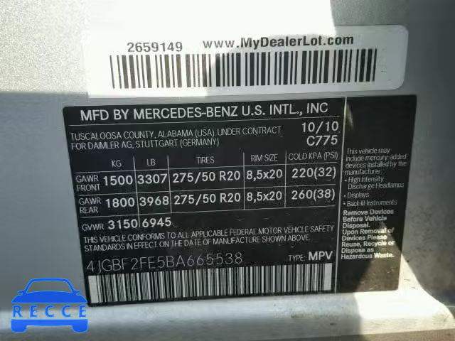 2011 MERCEDES-BENZ GL 350 BLU 4JGBF2FE5BA665538 image 9