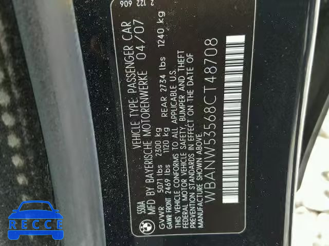 2008 BMW 550 I WBANW53568CT48708 image 9