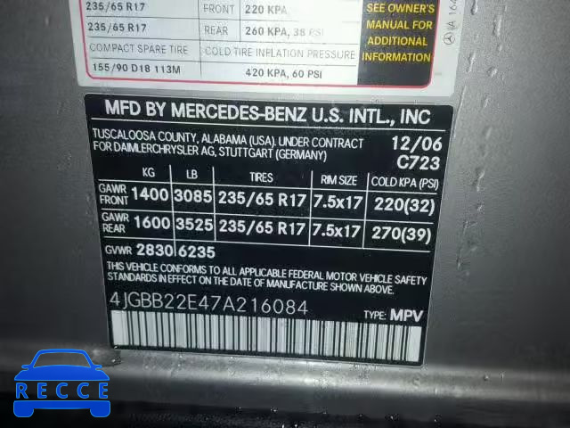2007 MERCEDES-BENZ ML 320 CDI 4JGBB22E47A216084 image 9