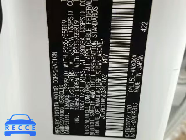 2013 LEXUS RX 450 JTJBC1BA5D2442162 image 9