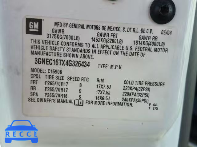 2004 CHEVROLET SUBURBAN C 3GNEC16TX4G326434 image 9