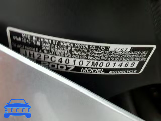 2007 HONDA CBR600 RR JH2PC40107M001469 image 9