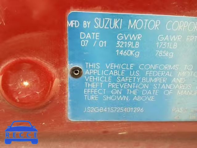 2002 SUZUKI ESTEEM GL JS2GB41S725401296 зображення 9