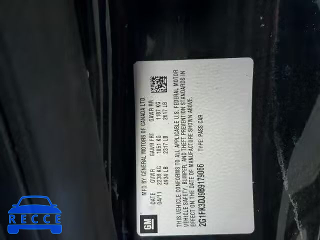 2011 CHEVROLET CAMARO 2SS 2G1FK3DJ9B9179066 image 9
