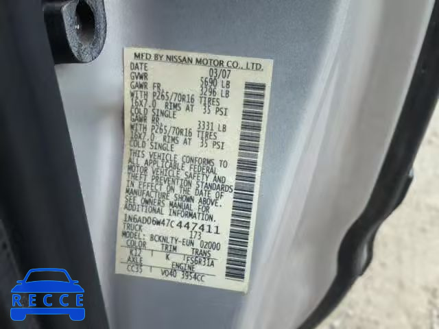2007 NISSAN FRONTIER K 1N6AD06W47C447411 Bild 9
