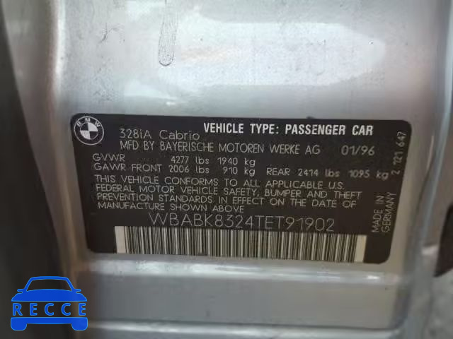 1996 BMW 328 IC AUT WBABK8324TET91902 image 9