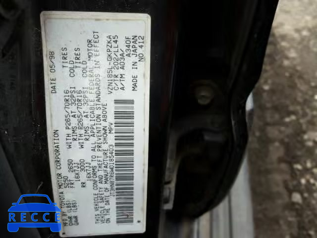 1998 TOYOTA 4RUNNER LI JT3HN87R6W0185403 image 9