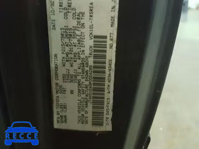1993 TOYOTA T100 JT4VD10A9P0004289 image 9