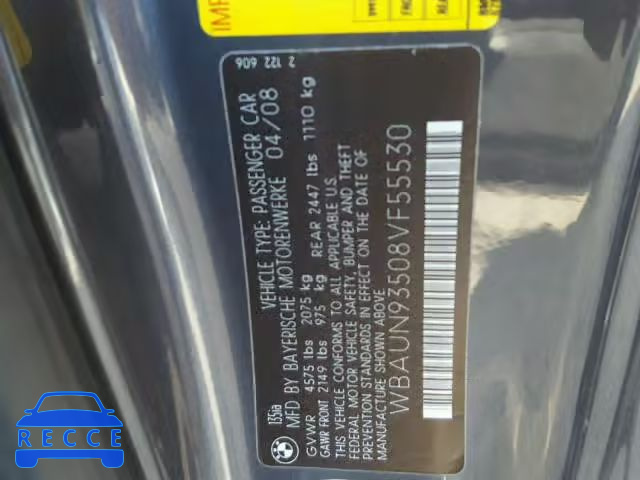 2008 BMW 135 I WBAUN93508VF55530 image 9