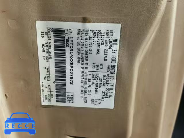 1994 FORD RANGER SUP 1FTCR14XXRPC07872 image 9