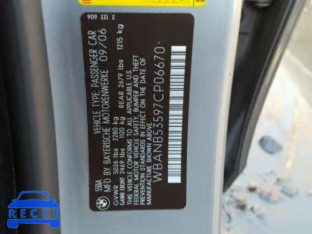 2007 BMW 550 I WBANB53597CP06670 image 9